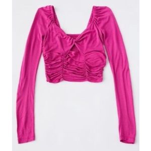 Urban Outfitters Juliana Crepe Cutout Cropped Top Pink